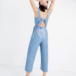 Madewell Apron Bow Back Denim Jumpsuit